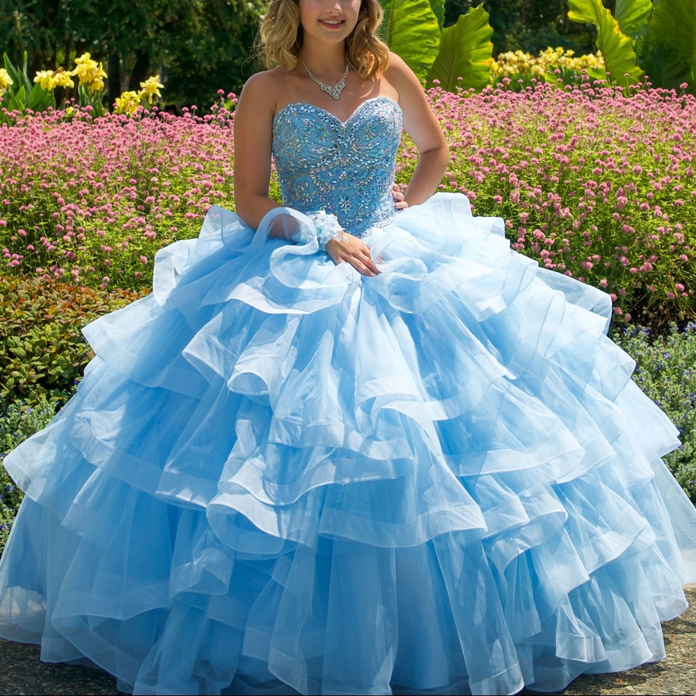 Light Blue Quince or Sweet 16 Ball Dress